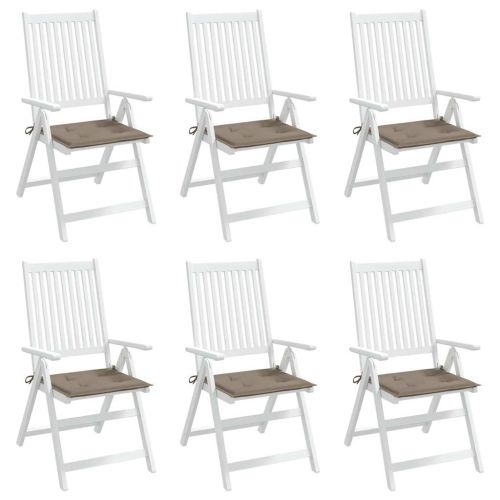 Възглавници за столове 6 бр таупе 40x40x4 см Оксфорд плат