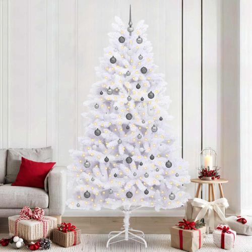 С изкуствено коледно дърво Бяло 120 x 120 x 240 см PVC и метал