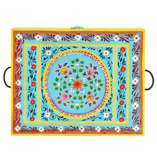 Ръчно декориран скрин, 50x40x40 см, мангово дърво масив