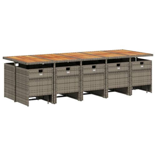 Градински комплект с възглавници 15 части полиратан сив