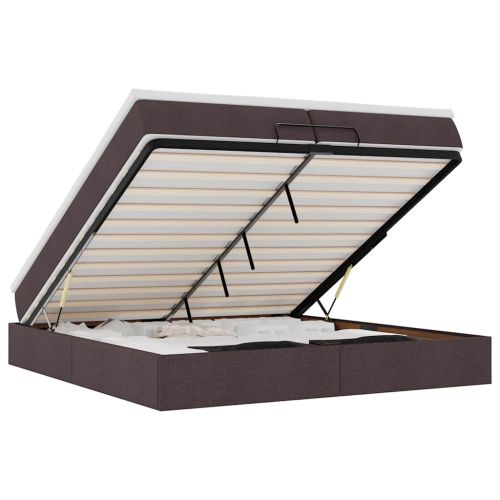 Османска легло с матраци, тъмнокафяво, 200x200 см, плат