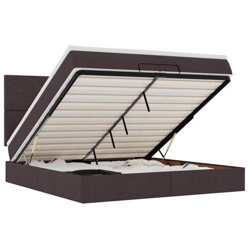 Османска легло с матраци, тъмнокафяво, 200x200 см, плат