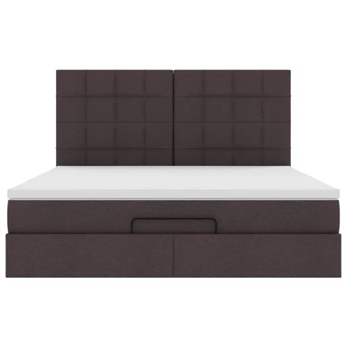 Османска легло с матраци, тъмнокафяво, 200x200 см, плат