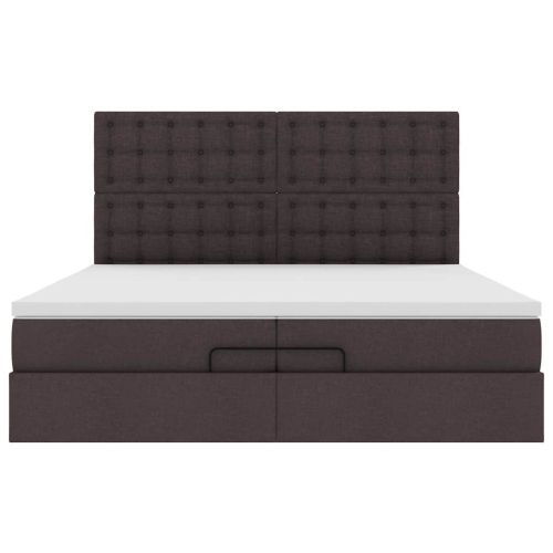 Османска легло с матраци, тъмнокафяво, 200x200 см, плат