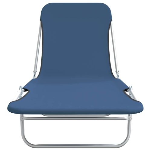 Сгъваеми шезлонги, 2 бр, стомана и текстил, сини