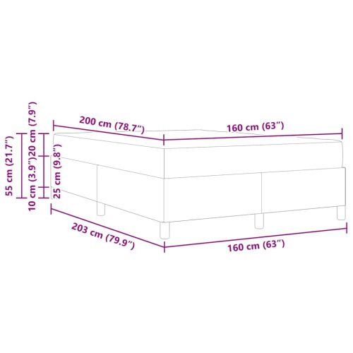 Рамка за легло с матрак Светлосиво 160 x 200 cm текстил