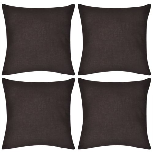 130913 4 Brown Cushion Covers Cotton 40 x 40 cm