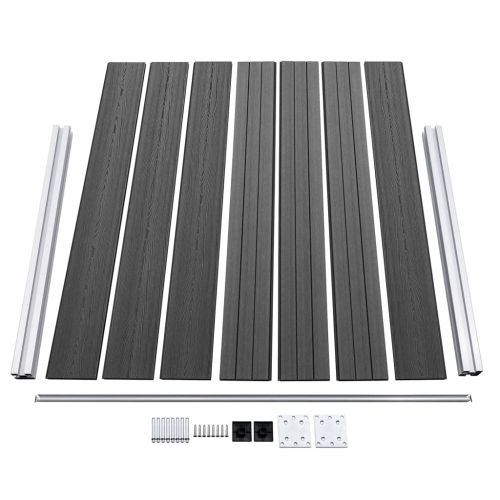 Комплект оградни панели, WPC, 353x146 см, черен