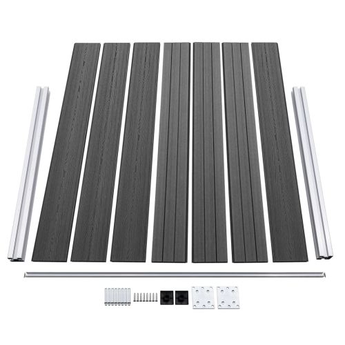 Комплект оградни панели, WPC, 526x146 см, черен