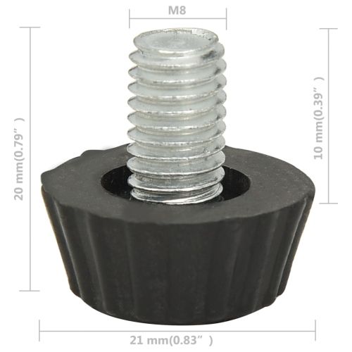 315594 Adjustable Furniture Feet M8 18 pcs Black