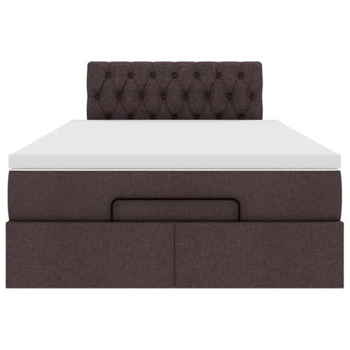 Османска легло с матрак, тъмнокафяво, 120x200 см, плат