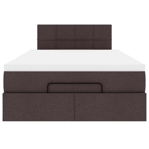 Османска легло с матрак и LED, тъмнокафяво, 120x200 см, плат