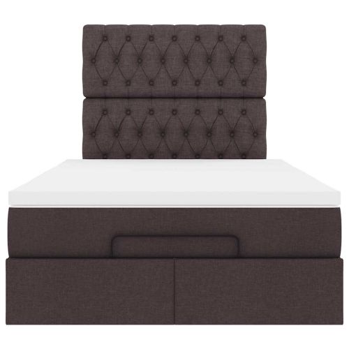 Османска легло с матрак, тъмнокафяво, 120x200 см, плат