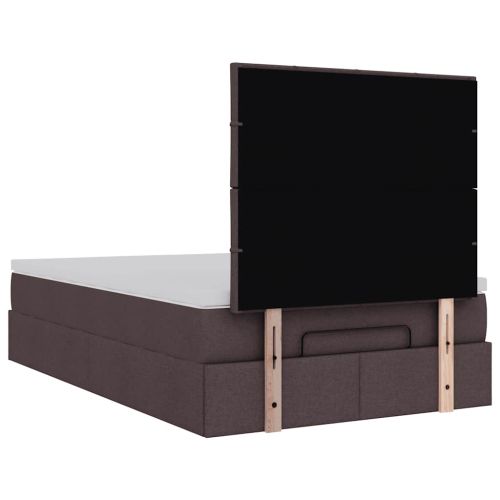 Османска легло с матрак и LED, тъмнокафяво, 120x200 см, плат