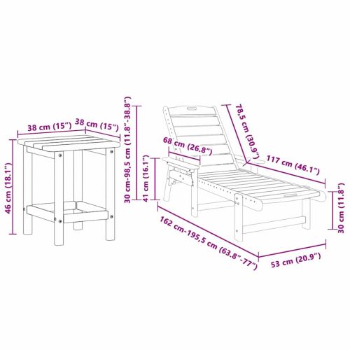 Шезлонг 3 pcs Светлосиво Полиетилен