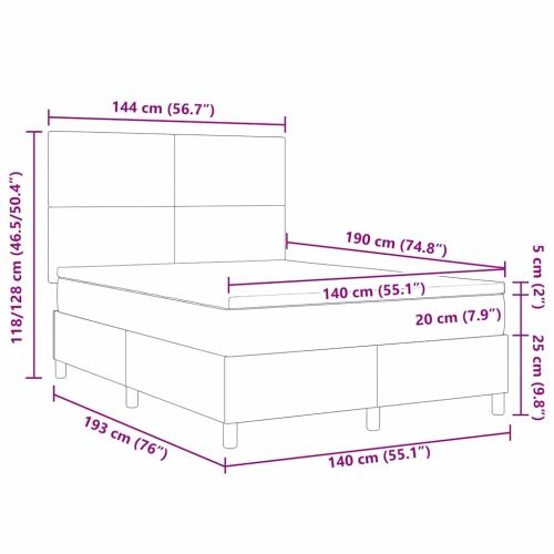 Легло с пружинирана основа Слонова кост и бяло 140 x 190 cm
