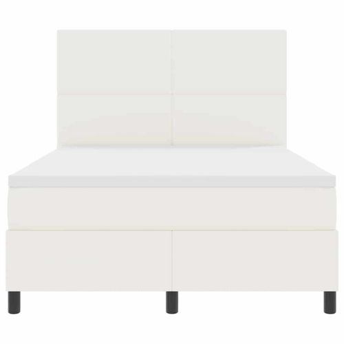 Легло с пружинирана основа Слонова кост и бяло 140 x 200 cm