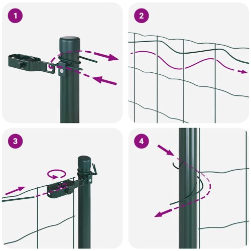 Ограда с пост Зелен 0,4 x 50 м Стомана и PVC