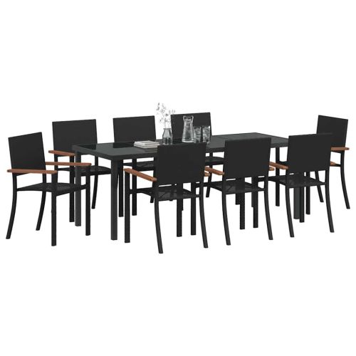 Комплект за хранене в градината 9 pcs Черно