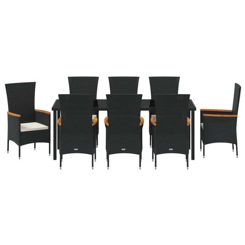 Комплект за хранене в градината с възглавница 9 pcs Черно