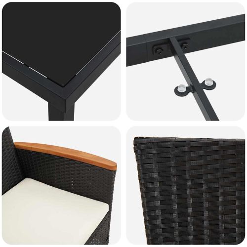 Комплект за хранене в градината с възглавница 9 pcs Черно