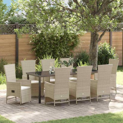 Комплект за хранене в градината 9 pcs Бежово полиратан