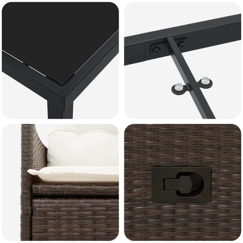 Комплект за хранене в градината 9 pcs Кафяво полиратан