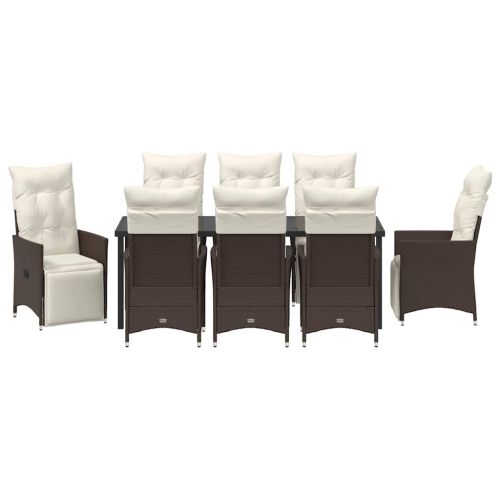 Комплект за хранене в градината 9 pcs Кафяво полиратан