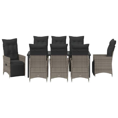 Комплект за хранене в градината 9 pcs Сив полиратан