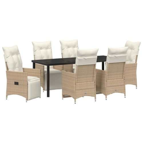 Комплект за хранене в градината 7 pcs Бежово полиратан