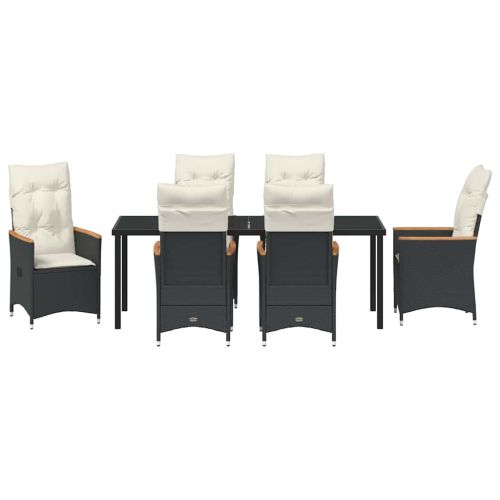 Комплект за хранене в градината 7 pcs Черно полиратан