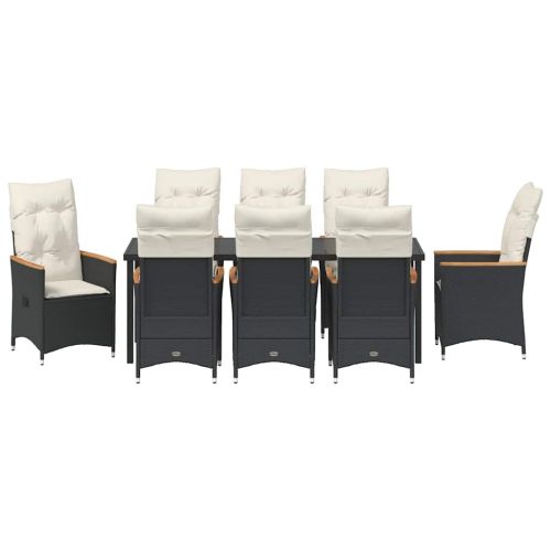 Комплект за хранене в градината 9 pcs Черно полиратан