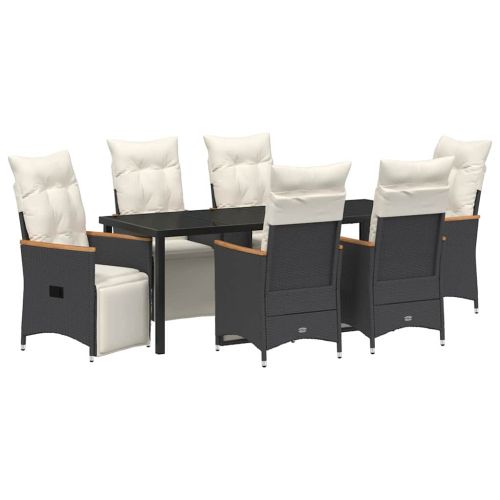 Комплект за хранене в градината 7 pcs Черно полиратан