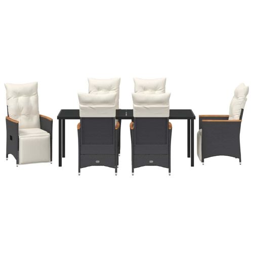 Комплект за хранене в градината 7 pcs Черно полиратан