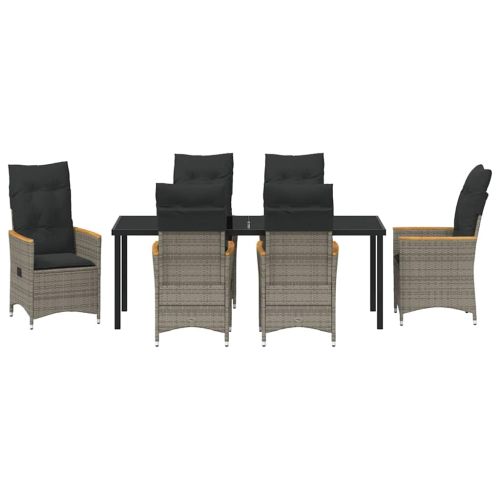 Комплект за хранене в градината 7 pcs Сив полиратан