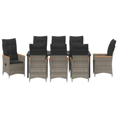 Комплект за хранене в градината 9 pcs Сив полиратан