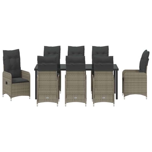 Комплект за хранене в градината 9 pcs Сив полиратан