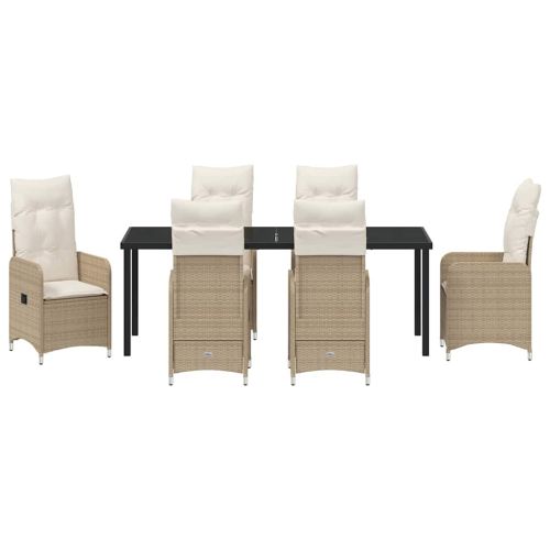 Комплект за хранене в градината 7 pcs Бежово полиратан