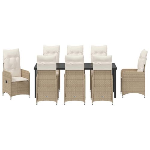 Комплект за хранене в градината 9 pcs Бежово полиратан