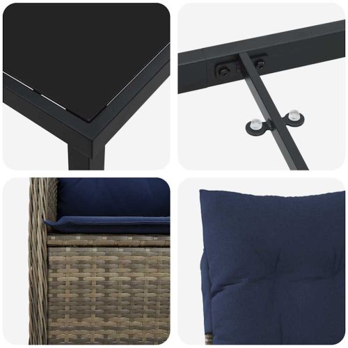 Комплект за хранене в градината 9 pcs Черно полиратан