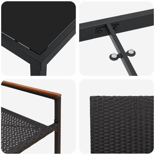 Комплект за хранене в градината 7 pcs Черно полиратан