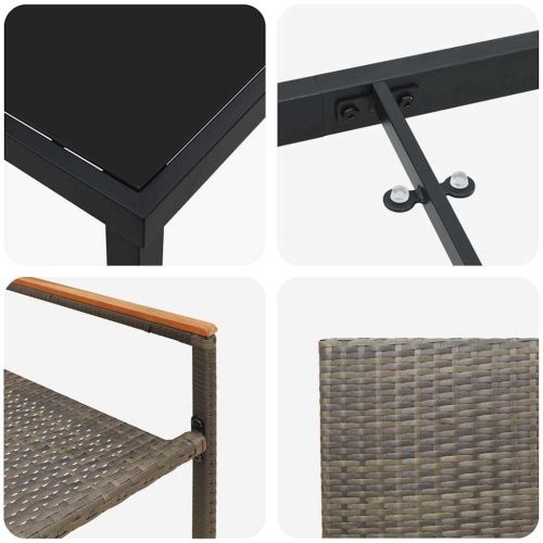 Комплект за хранене в градината 9 pcs Сив полиратан