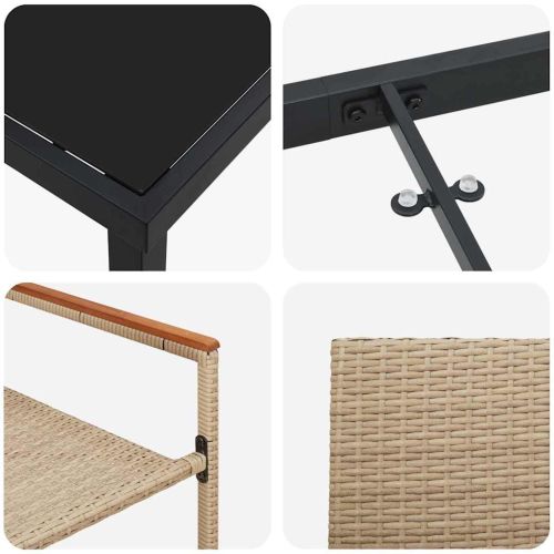 Комплект за хранене в градината 9 pcs Бежово полиратан