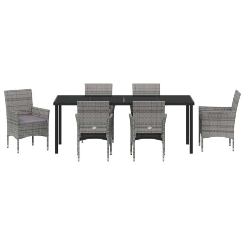 Комплект за хранене в градината 7 pcs Сив полиратан
