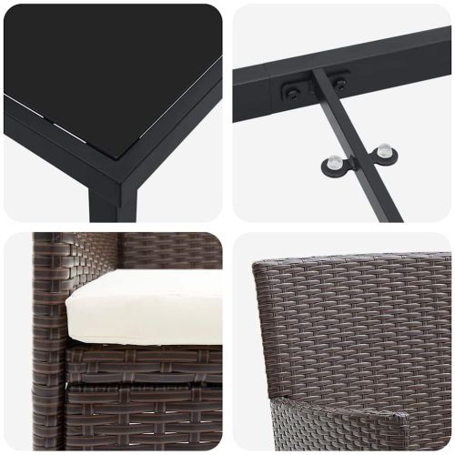 Комплект за хранене в градината 9 pcs Кафяво полиратан