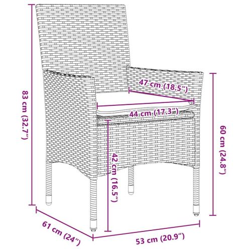 Комплект за хранене в градината 9 pcs Светлосиво полиратан