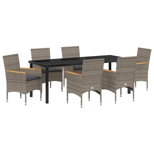 Комплект за хранене в градината 7 pcs Сив полиратан