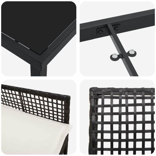 Комплект за хранене в градината 7 pcs Черно полиратан