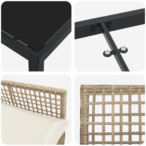 Комплект за хранене в градината 9 pcs Бежово полиратан