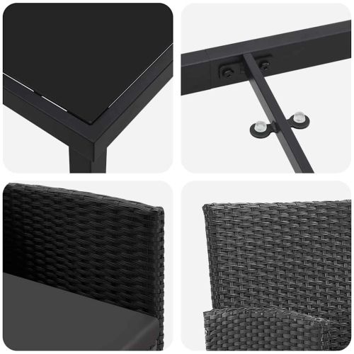 Комплект за хранене в градината 9 pcs Черно полиратан